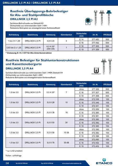 ETASOL® Sechskantschraube aus Edelstahl A2 - Etanco