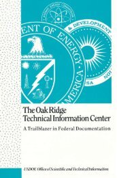 The Oak Ridge Technical Information Center: A Trailblazer in ... - OSTI