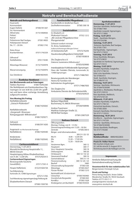 Mitteilungsblatt Woche 28 - Ostrach