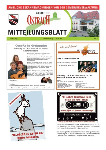 Mitteilungsblatt Woche 26 - Ostrach