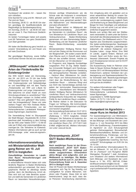 Mitteilungsblatt Woche 26 - Ostrach