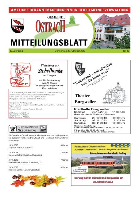 Mitteilungsblatt Woche 42 - Ostrach