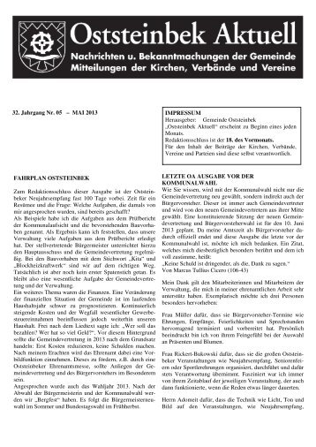 Ausgabe Mai 2013 - Gemeinde Oststeinbek
