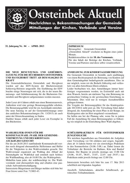 Ausgabe April 2013 - Gemeinde Oststeinbek