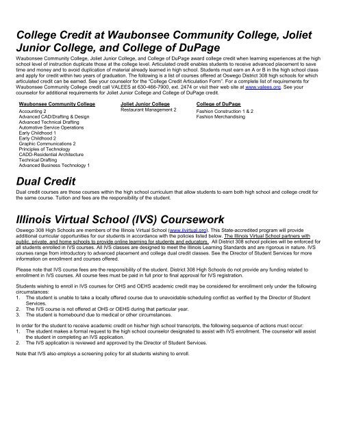 Course Catalog - Oswego Community Unit School District 308