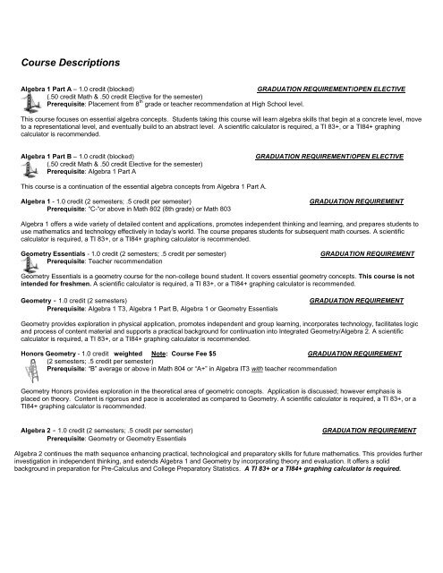 Course Catalog - Oswego Community Unit School District 308