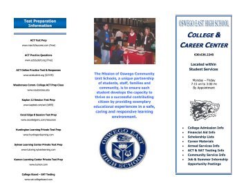 Career Center Brochure - Oswego Community Unit School District 308