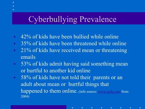 to download the Cyber bullying presentation - Oswego Community ...