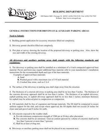 Driveway & Auxillary Parking Area Permit