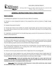 GENERAL INSTRUCTIONS FOR A FENCE PERMIT