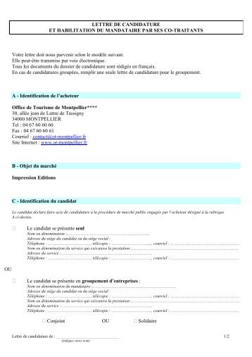 Lettre de candidature - Office de Tourisme de Montpellier