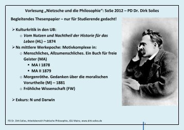 Vorlesung „Nietzsche und die Philosophie ... - PD Dr. Dirk Solies