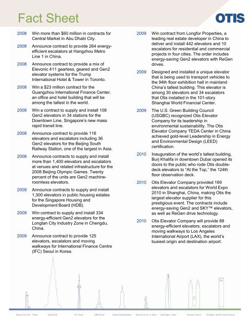 Fact Sheet - Otis Elevator Company