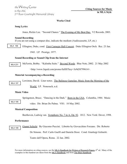 Citing Nonprint And Other Sources For Music Otterbein