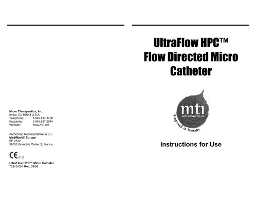 UltraFlow HPCâ¢ Flow Directed Micro Catheter - eV3