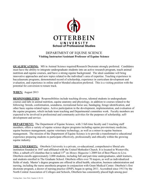 DEPARTMENT OF - Otterbein