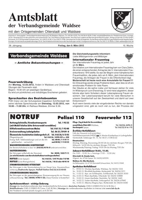 Kalenderwoche 10 Verbandsgemeinde Waldsee