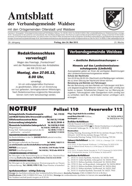 Kalenderwoche 21 - Verbandsgemeinde Waldsee