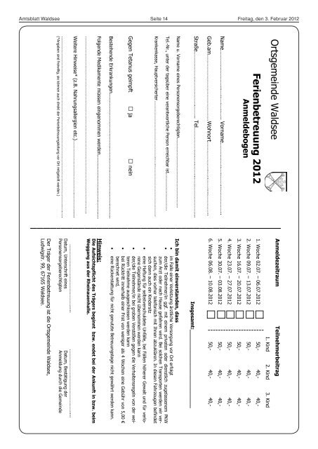 Amtsblatt - Verbandsgemeinde Waldsee