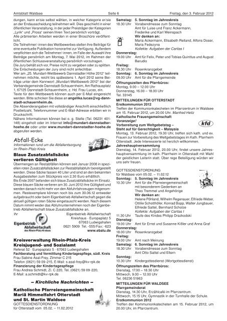 Amtsblatt - Verbandsgemeinde Waldsee