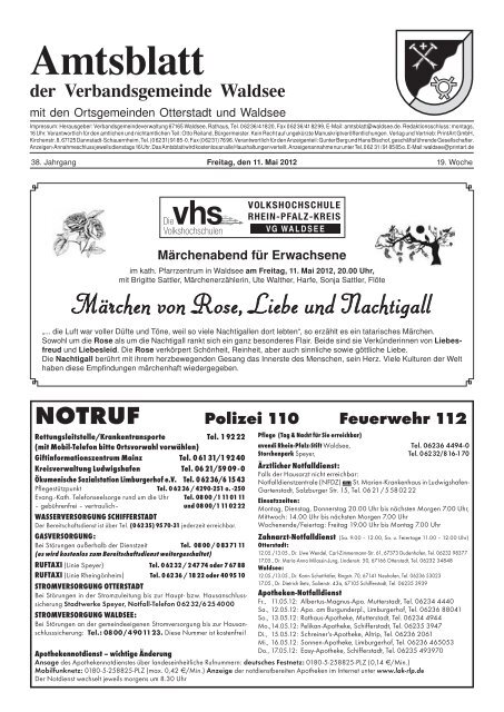 Kalenderwoche 19 - Verbandsgemeinde Waldsee