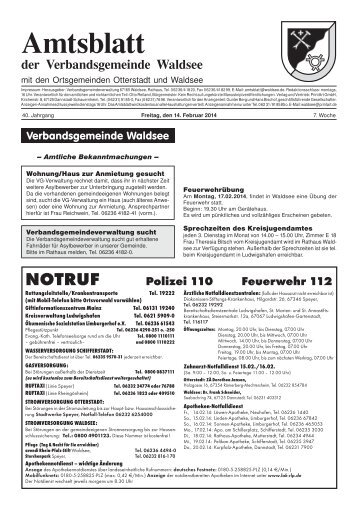 Amtsblatt - Verbandsgemeinde Waldsee