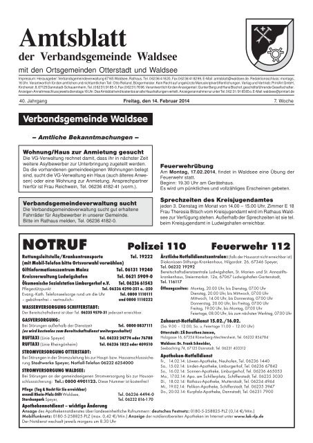 Amtsblatt - Verbandsgemeinde Waldsee