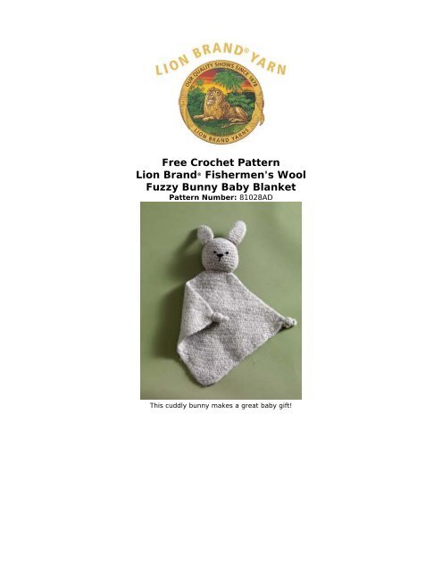 Free Crochet Pattern Lion BrandÂ® Fishermen's Wool Fuzzy Bunny
