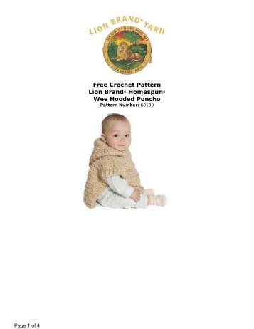 Free Crochet Pattern Lion BrandÂ® HomespunÂ® Wee Hooded Poncho