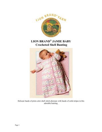 LION BRAND JAMIE BABY Crocheted Shell Bunting - Crochet Baby ...