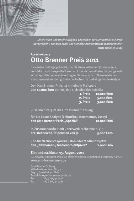 BEST OF Otto Brenner Preis 2010 - Otto Brenner Shop