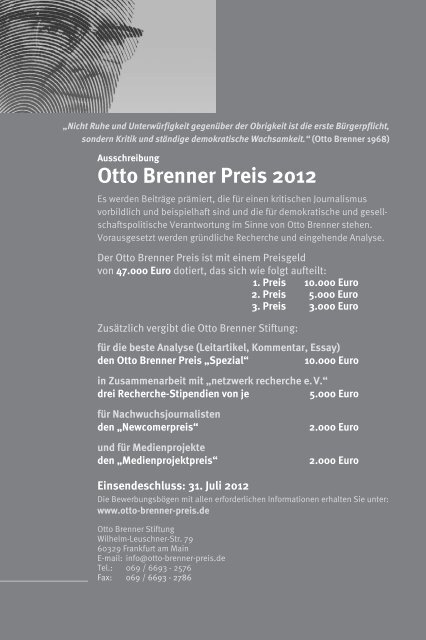 BEST OF Otto Brenner Preis 2011 - Otto Brenner Shop