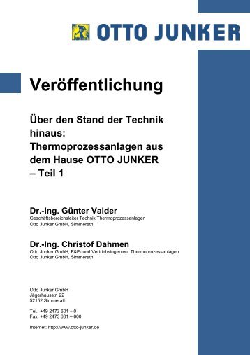 Über den Stand der Technik hinaus - Otto Junker GmbH