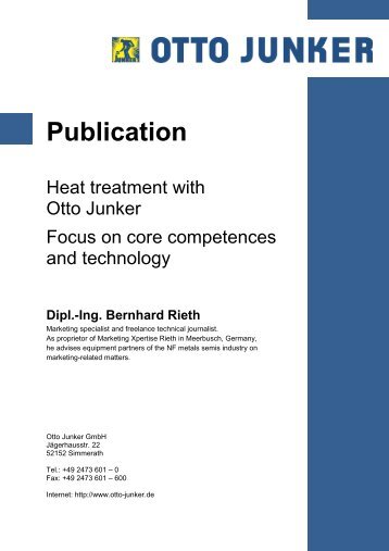 Focus on core competences and technology - Otto Junker GmbH