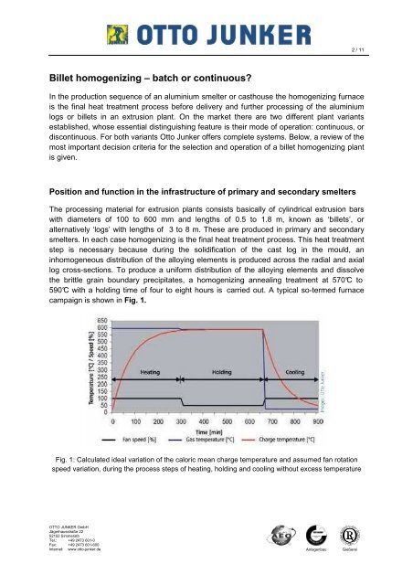 Billet homogenising _batch or continuous - Otto Junker GmbH