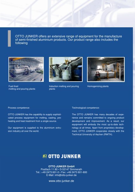 Aluminium Extrusion Plants - Otto Junker GmbH