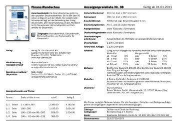Finanz-Rundschau Anzeigenpreisliste Nr. 38 - Verlag Dr. Otto Schmidt
