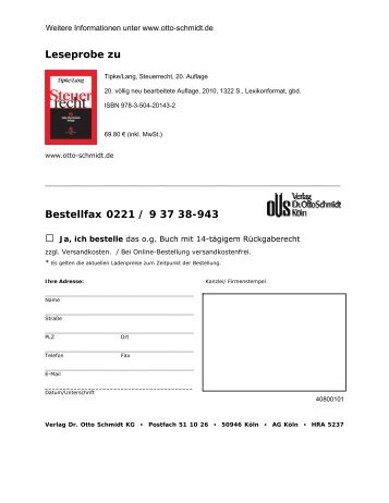 Tipke/Lang, Steuerrecht, 20. Auflage / Leseprobe - Verlag Dr. Otto ...