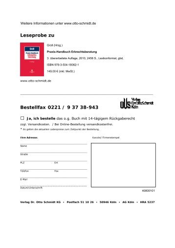 Praxis-Handbuch Erbrechtsberatung, 3. Auflage / Leseprobe