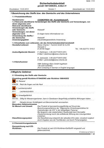 COSMOPREN 140 - Kontaktklebstoff (PDF, 0.2 MB) - OTTO WOLFF ...