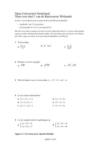 Open Universiteit Nederland Toets over deel 1 van de Basiscursus ...