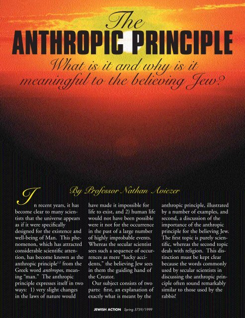 The Anthropic Principle