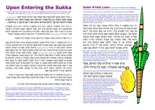 Upon Entering the Sukka