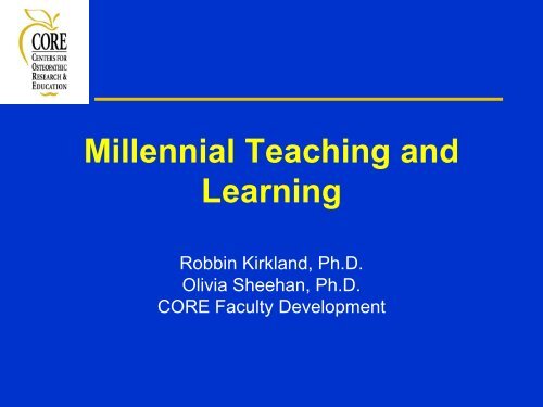 Millennial teaching and learning