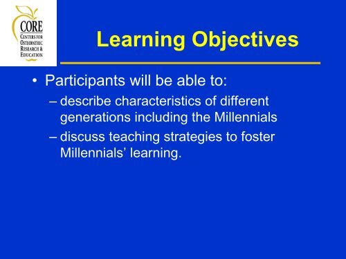 Millennial teaching and learning