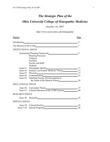 Strategic Plan document - Ohio University College of Osteopathic ...