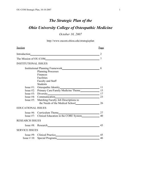Strategic Plan document - Ohio University College of Osteopathic ...