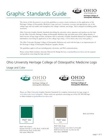 Graphic Standards Guide - Ohio University College of Osteopathic ...