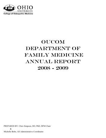 oucom department of family medicine annual report 2008 - 2009