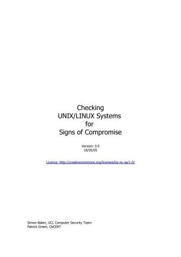 Checking UNIX/LINUX Systems for Signs of Compromise - UCL